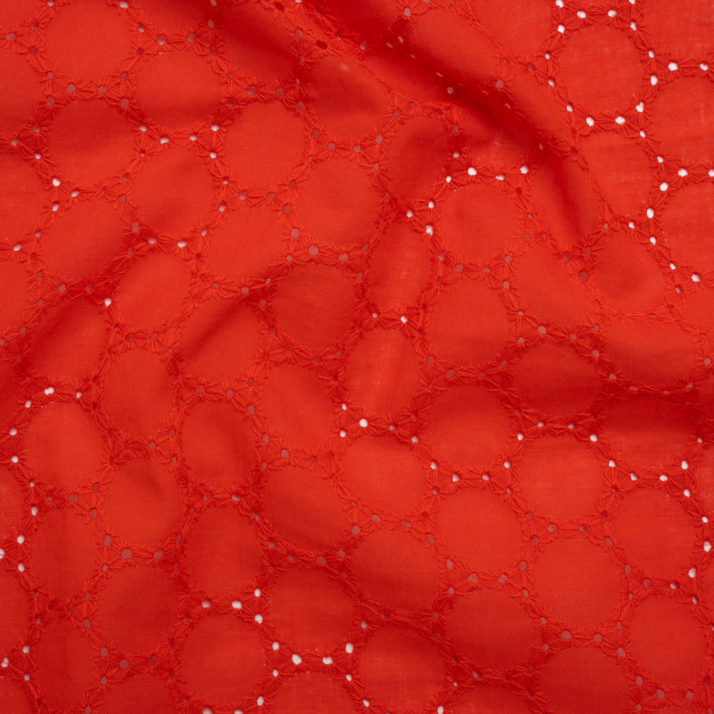 Embroidered Eyelet Cotton Voile - Red Circles of Circles - Naomi Collection - Joann Fabrics