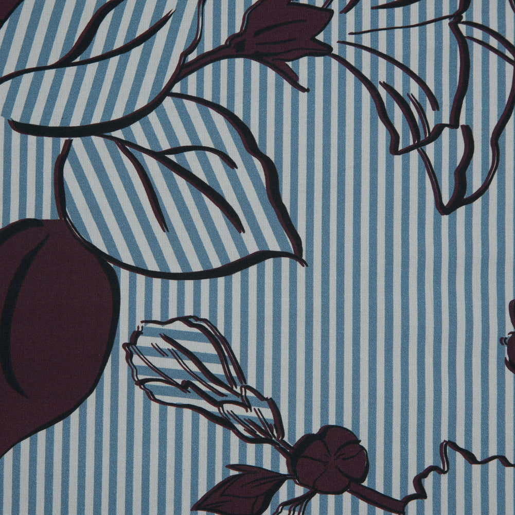 Cotton Poplin - Burgundy Striped Floral - Flores de Alegría Print - Mood Exclusive Avenable Collection - Joann Fabrics