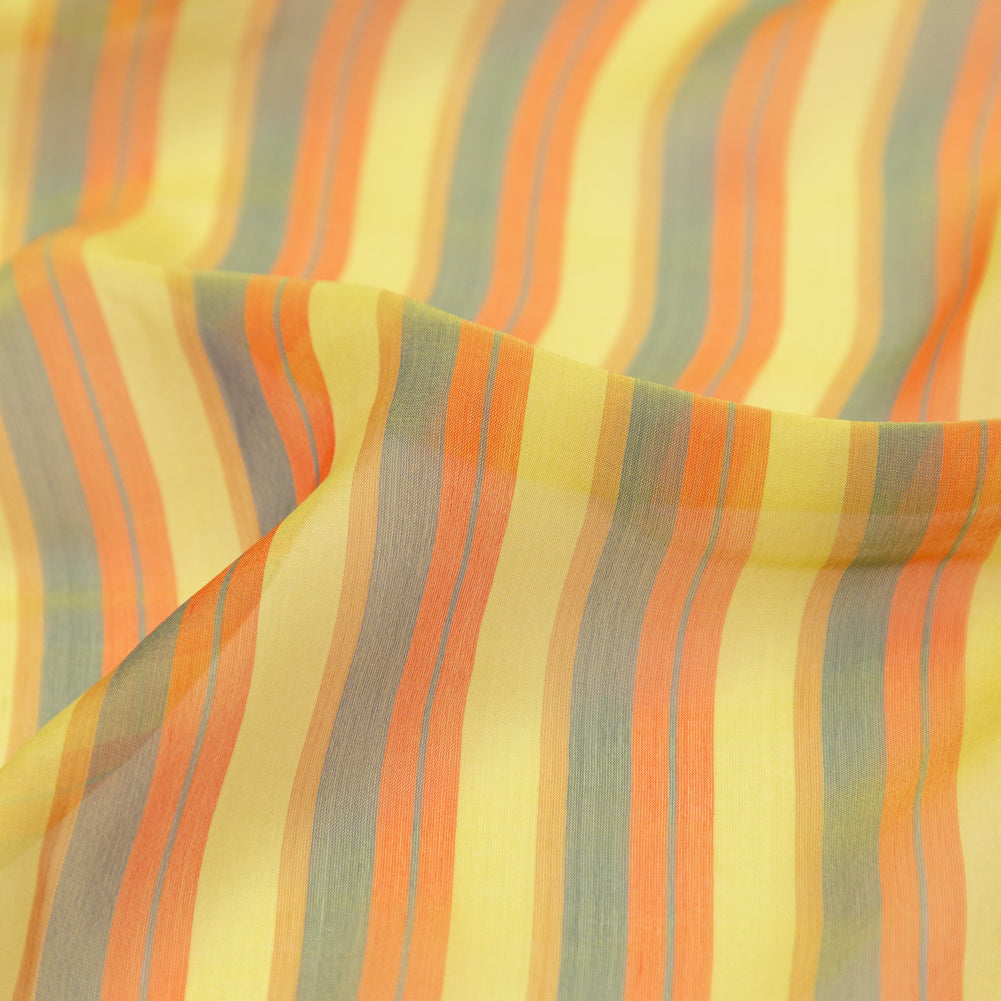 Orange, Yellow and Slate Striped Silk Chiffon - Joann Fabrics