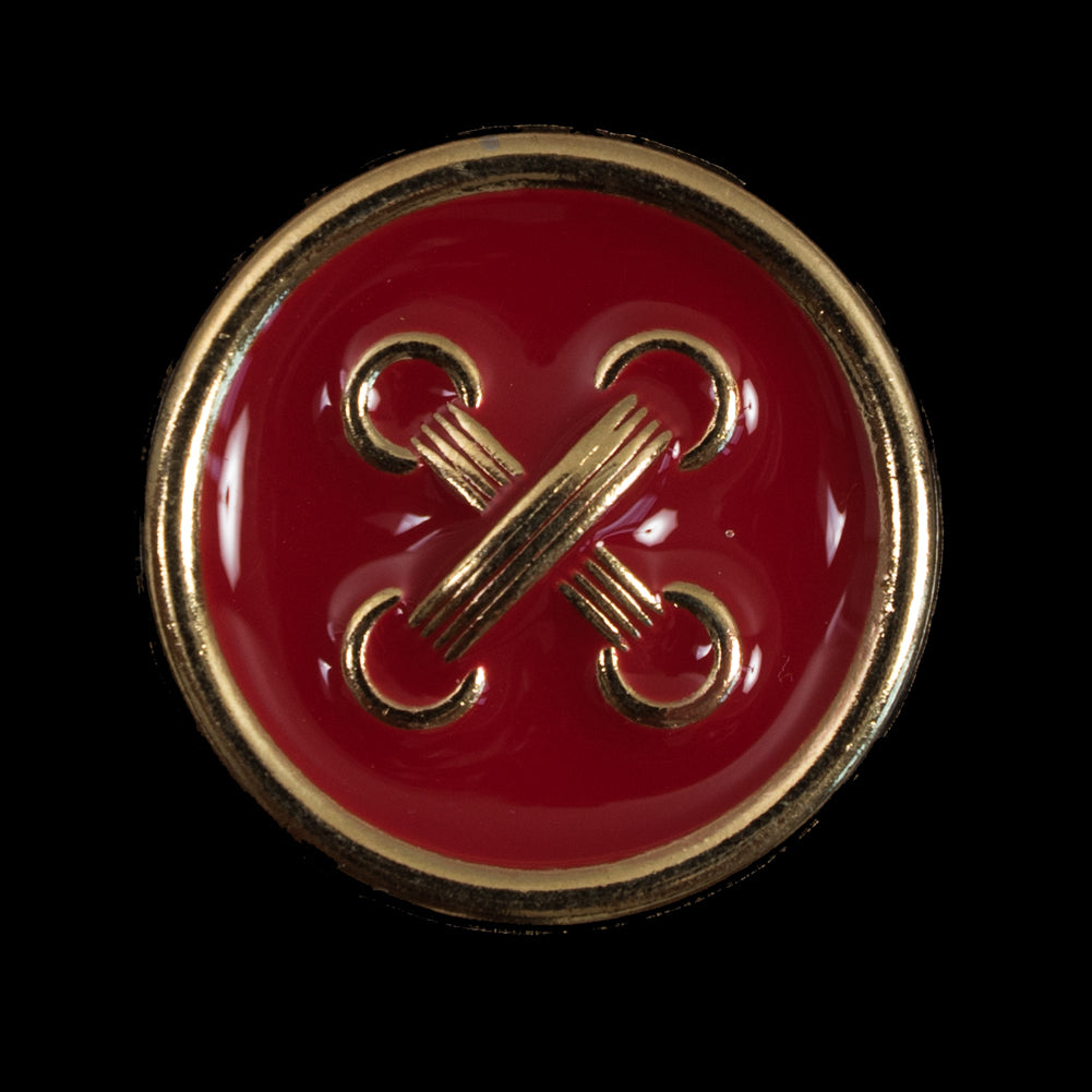 Italian Red and Gold Metal Button - 44L/28mm - Joann Fabrics