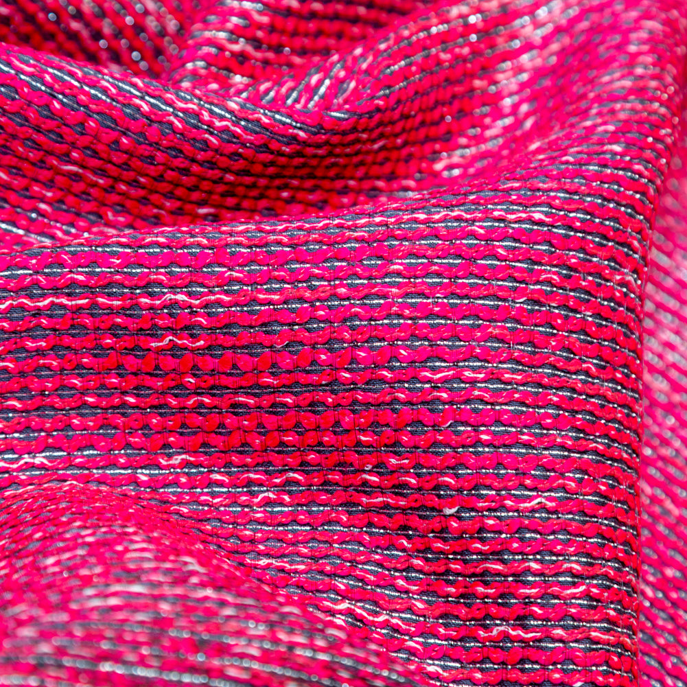 Raspberry Sorbet, Black and Metallic Silver Striped Woven - Joann Fabrics