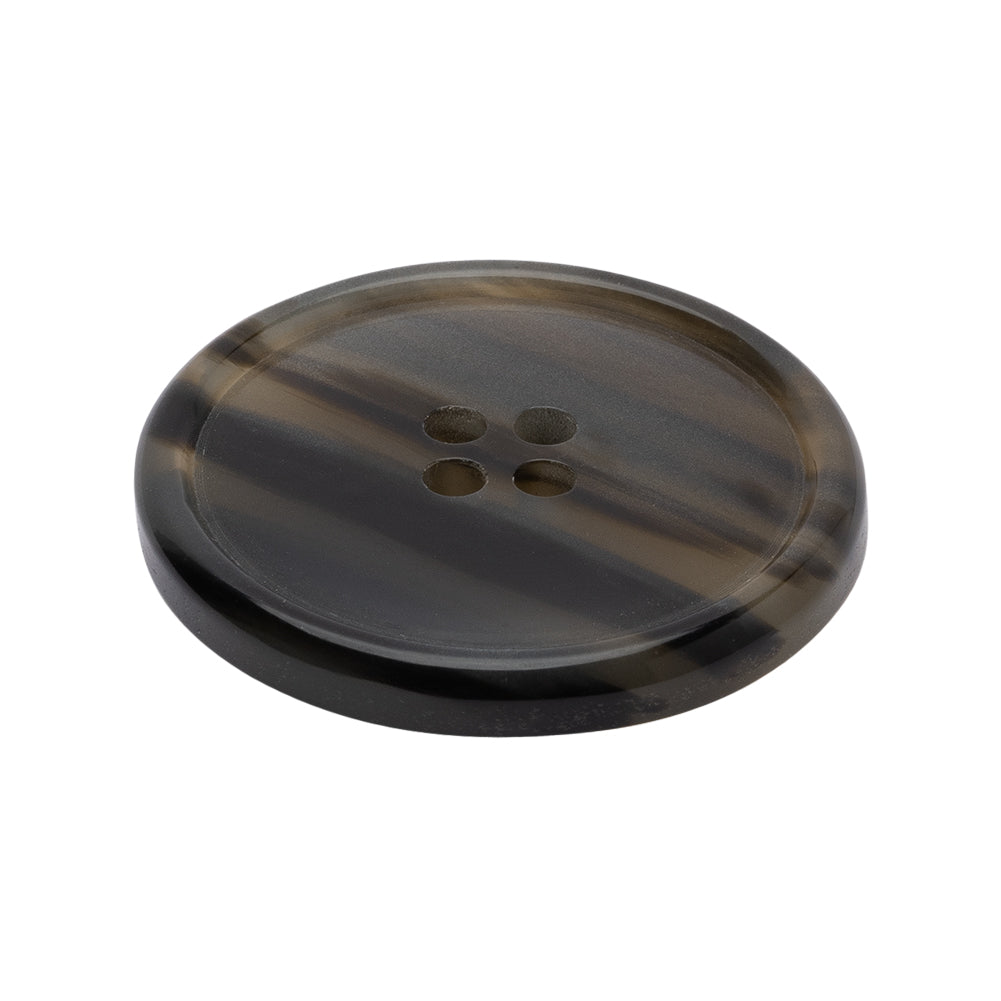Plastic 4-Hole Button - 44L/28mm - Black and Brown Translucent Striations Narrow Rim - Joann Fabrics