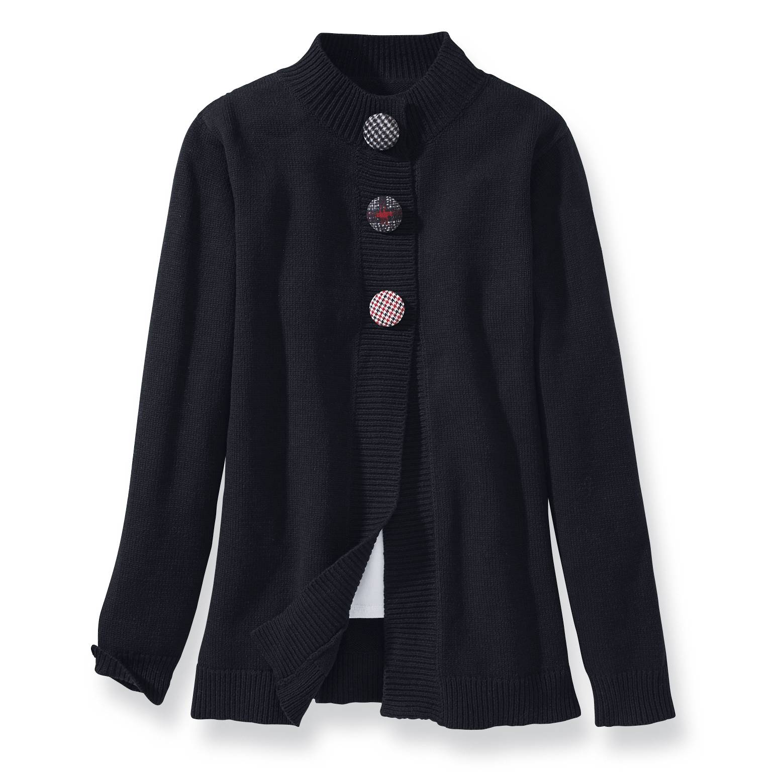 Nouveau Button Cardigan, Fabric Covered Buttons, Ribbed Trim - Northstyle Catalog