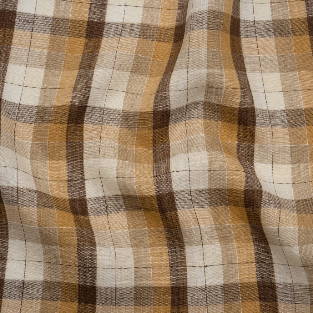 Medium Weight Linen Woven - Beige, Brown and Cream Plaid - Joann Fabrics
