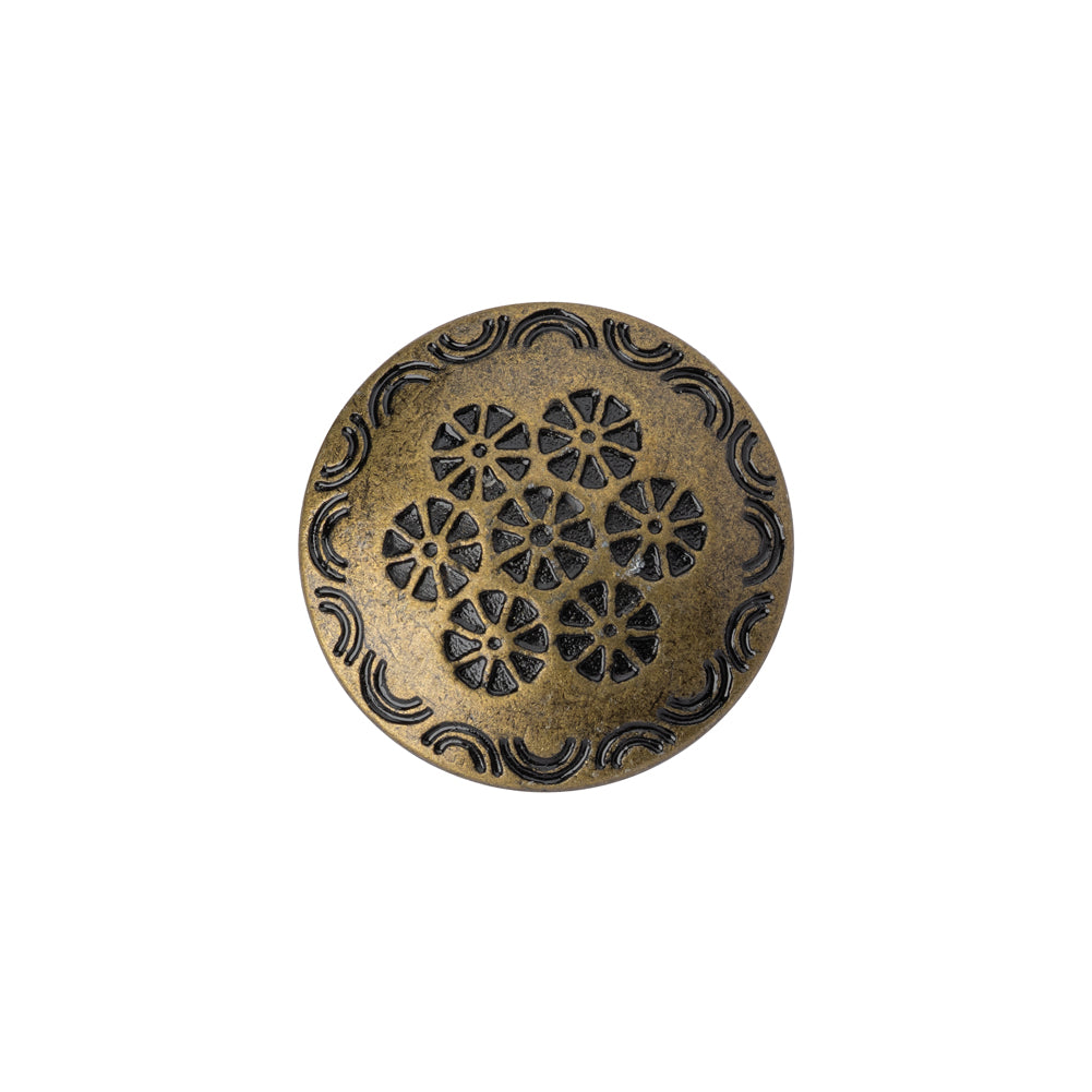 Metal Shank Back Button - 30L/19mm - Brass Flowers and Rainbows Embossed - Joann Fabrics