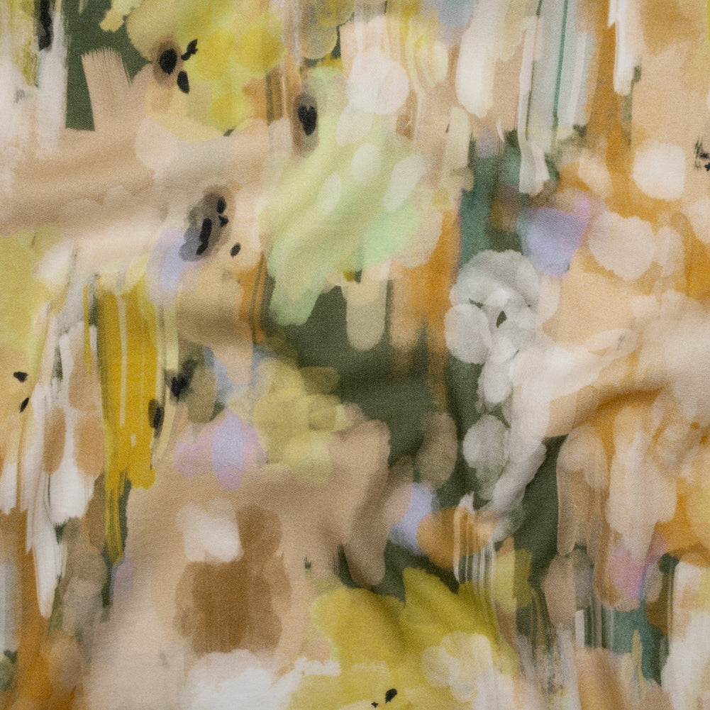 Cotton Crepe - Green, Orange and Beige Abstract Streaks and Spots - Mood Exclusive Scatterstroke Print - Joann Fabrics