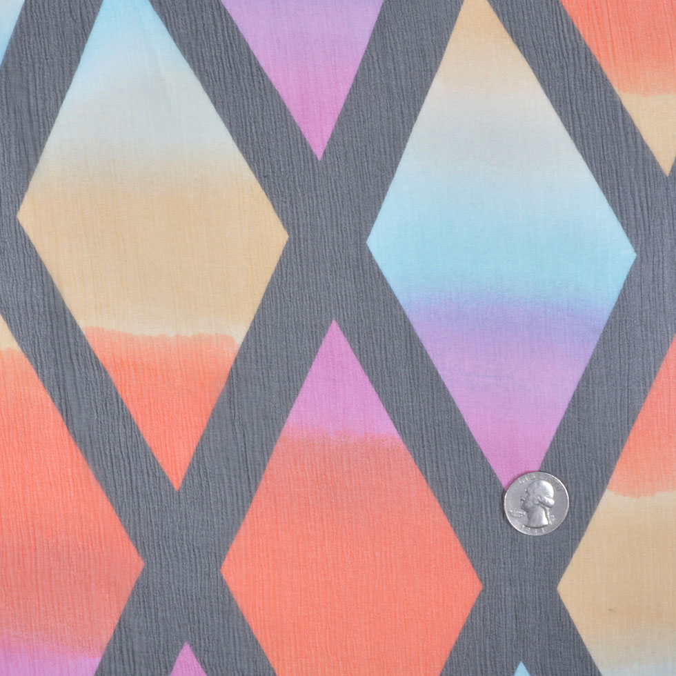 Black/Bright Orange/Canary/Mag Multicolor Crinkled Diamond Silk Chiffon - Joann Fabrics