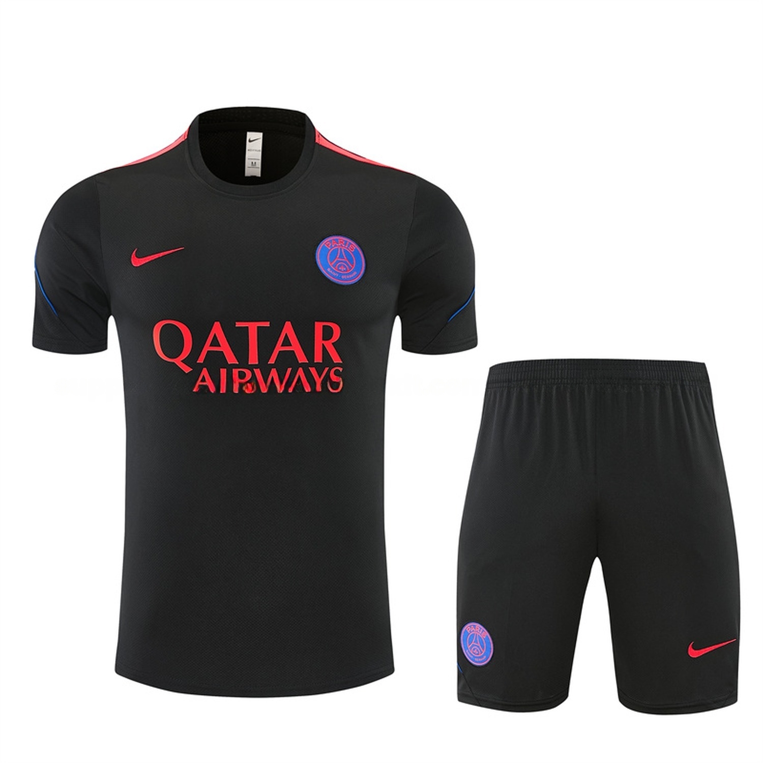 Paris Saint-Germain PSG 26-27 Short-Sleeve Training Set - Black Top & Black Shorts - UnitedFutballJersey