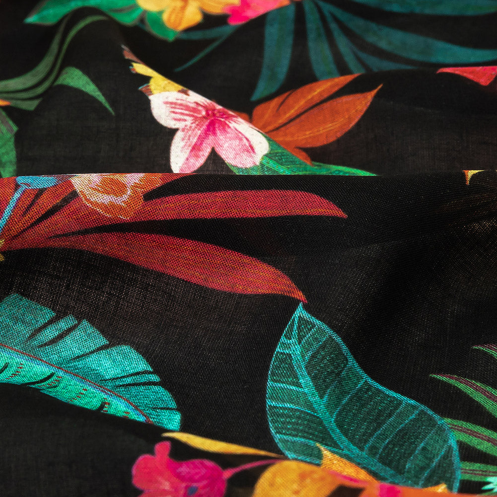 Viscose Voile Print - Green, Red and Black Floral - Mood Exclusive Havana Nights - Joann Fabrics