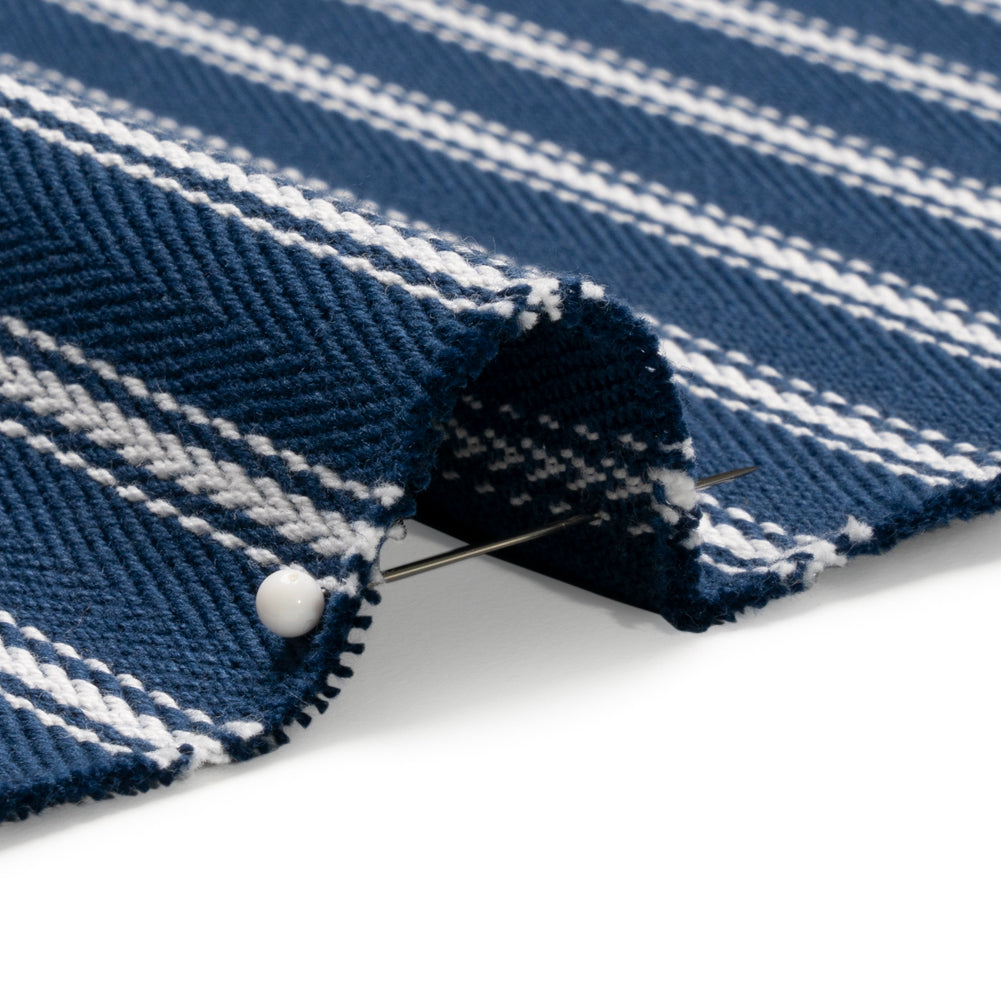 White on Navy Ticking Stripes Cotton Herringbone Twill - Joann Fabrics