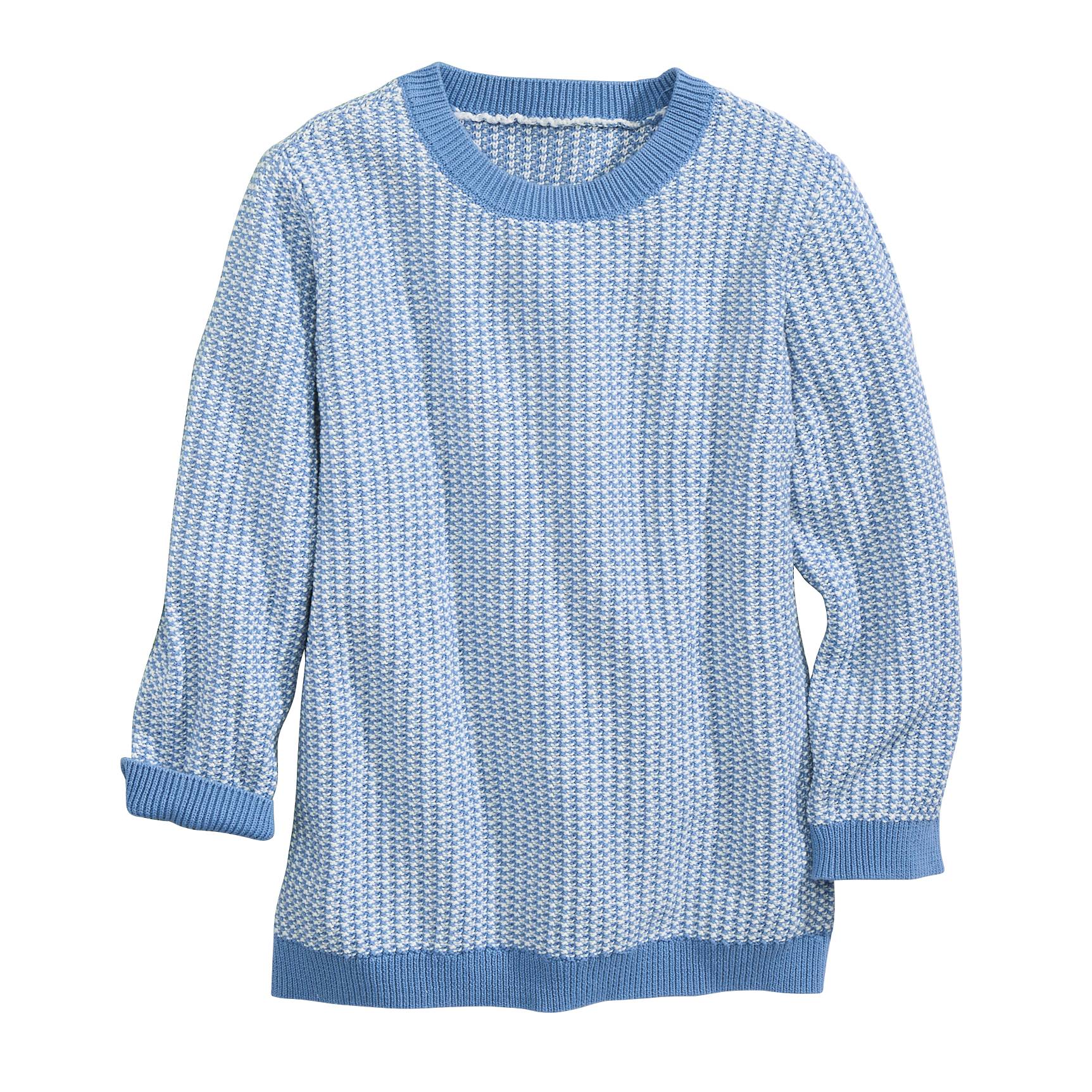 Cotton Textured-Stitch Two-Tone Pullover, 3/4 Sleeves - Northstyle Catalog