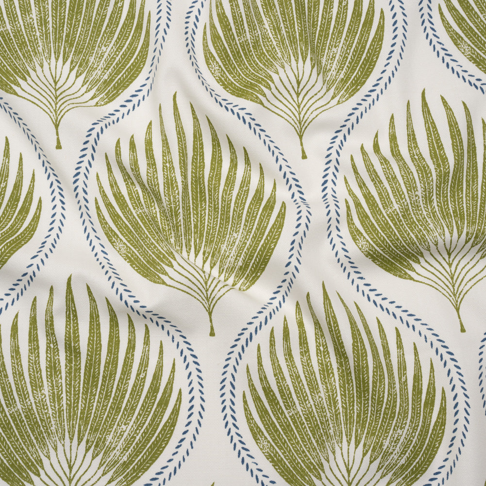 Cotton Canvas Print - Olive Palm Leaf Ogee - British Imported - Joann Fabrics