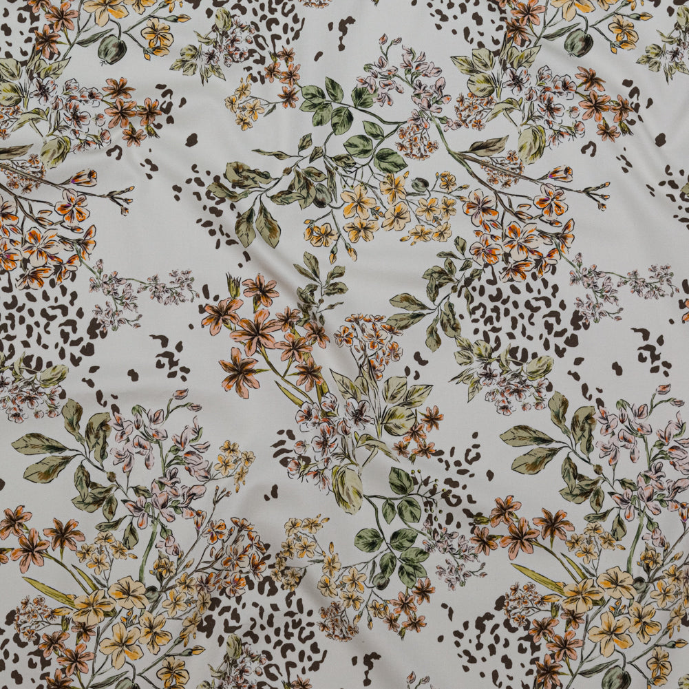 Stretch Cotton Sateen - White Floral - Blossoms Adrift Print - Mood Exclusive Serengeti Collection - Joann Fabrics
