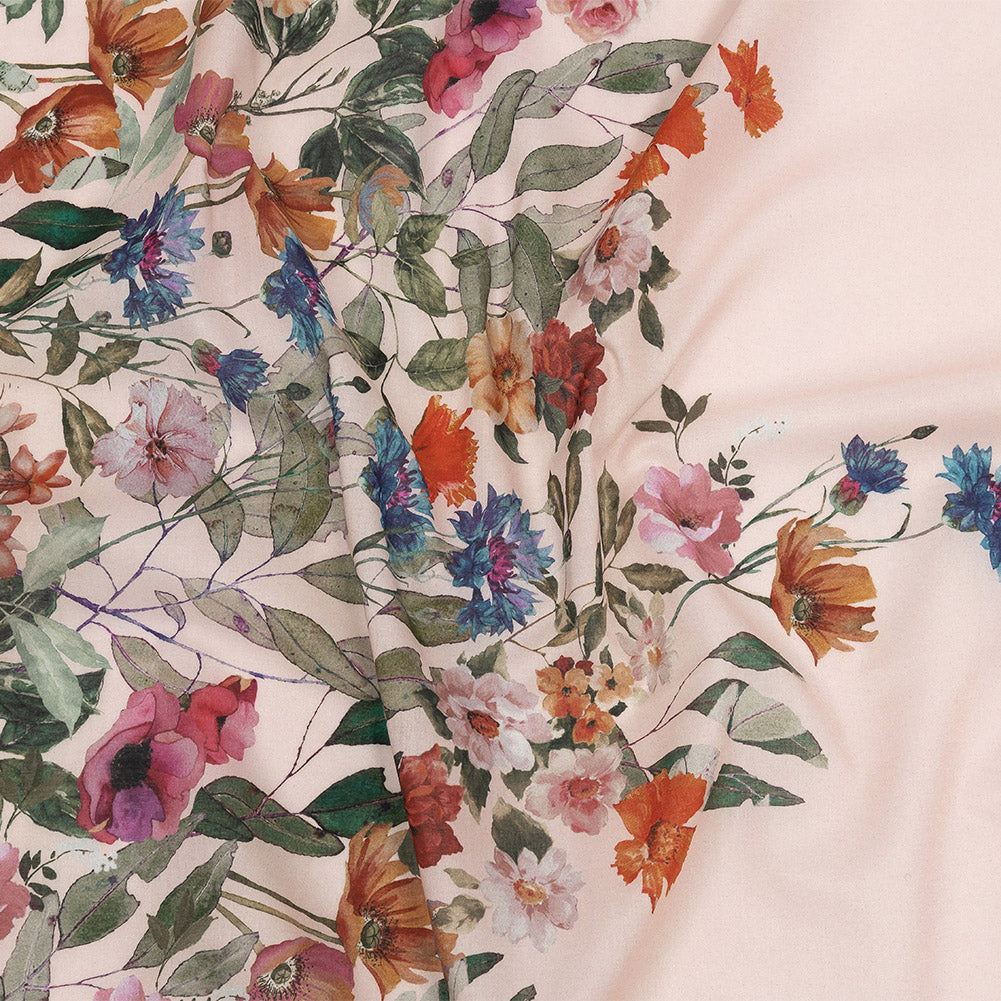 Cotton Voile - Pink and Multicolor Floral Border - Adagio Print - Mood Exclusive Viso Collection - Joann Fabrics