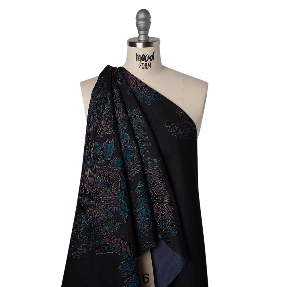 Metallic Polyester Blend Brocade - Dark Teal, Plum and Black Fancy Flowers - Joann Fabrics