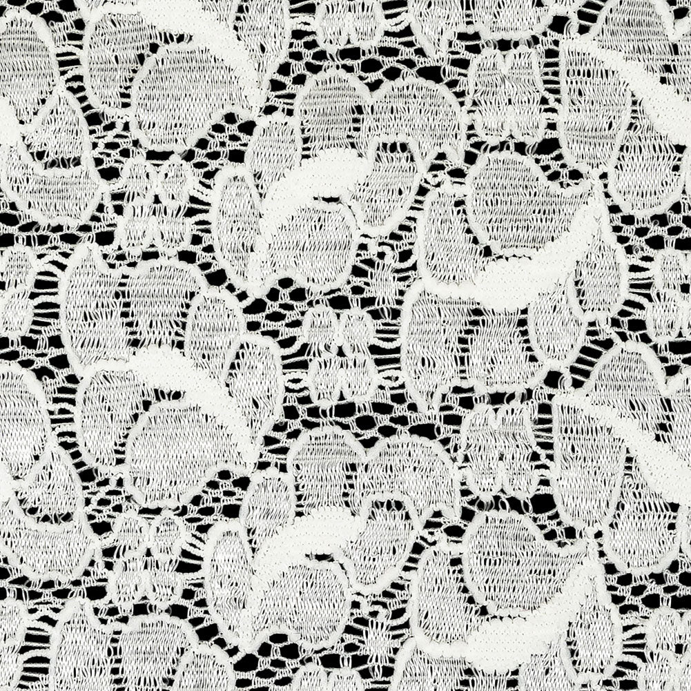 Metallic White Leafy Stretch Re-Embroidered Lace Trim - 5.625