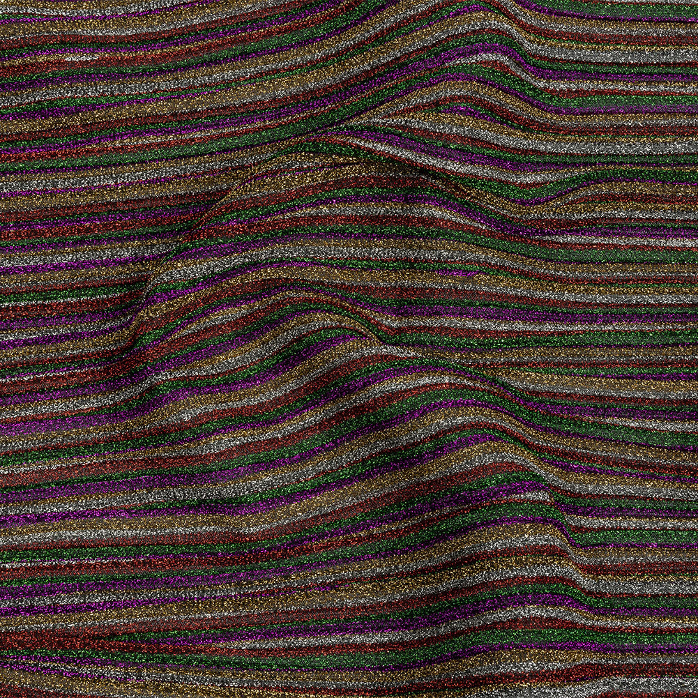 Pleated Polyester Knit - Purple, Green and Red Metallic Stripes - Joann Fabrics