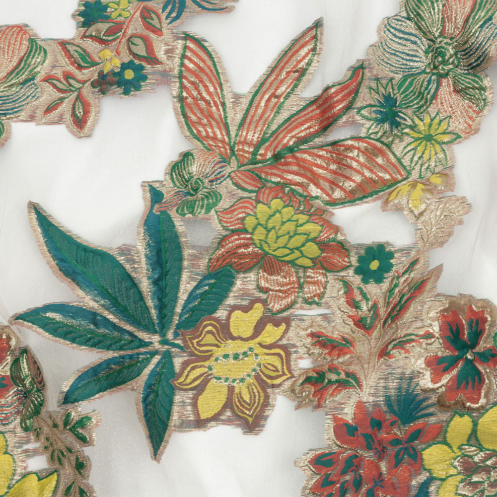 Metallic Forest, Coral and Lemon Floral Luxury Burnout Brocade - Joann Fabrics