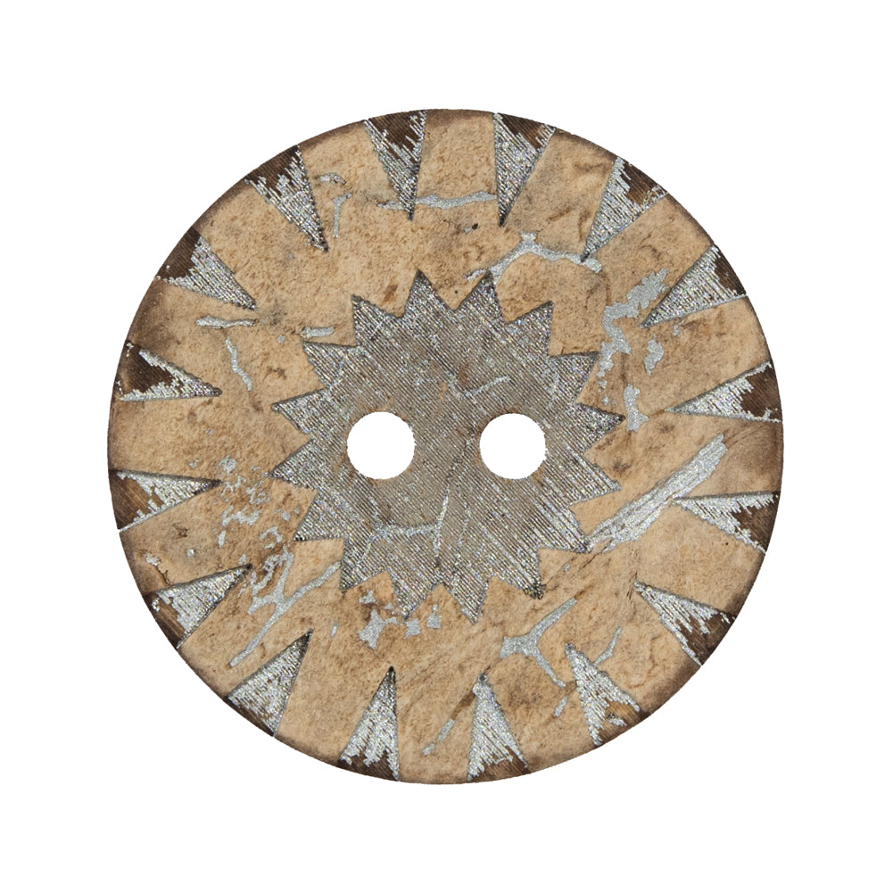 Italian Beige and Silver Carved Coconut Button - 48L/30.5mm - Joann Fabrics
