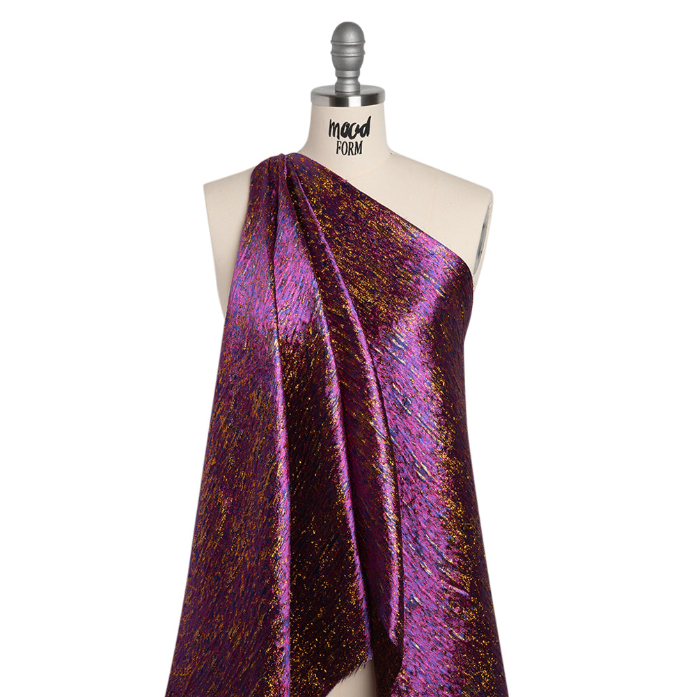 Metallic Brocade - Purple, Royal Blue and Yellow Gold Mottled Abstract - Joann Fabrics