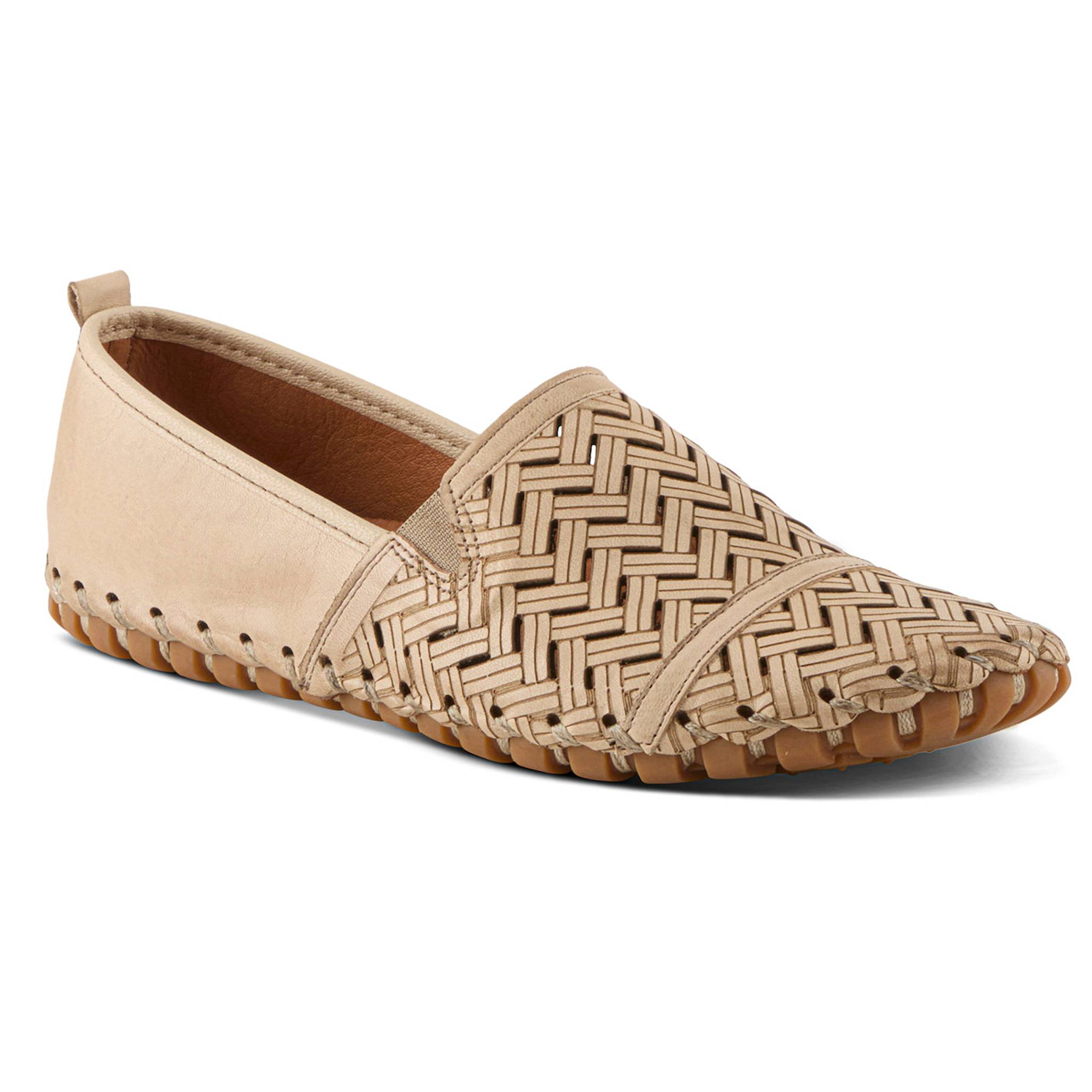 Spring Step® Herringbone Leather Flat, Arch Support, Nonslip Sole - Northstyle Catalog
