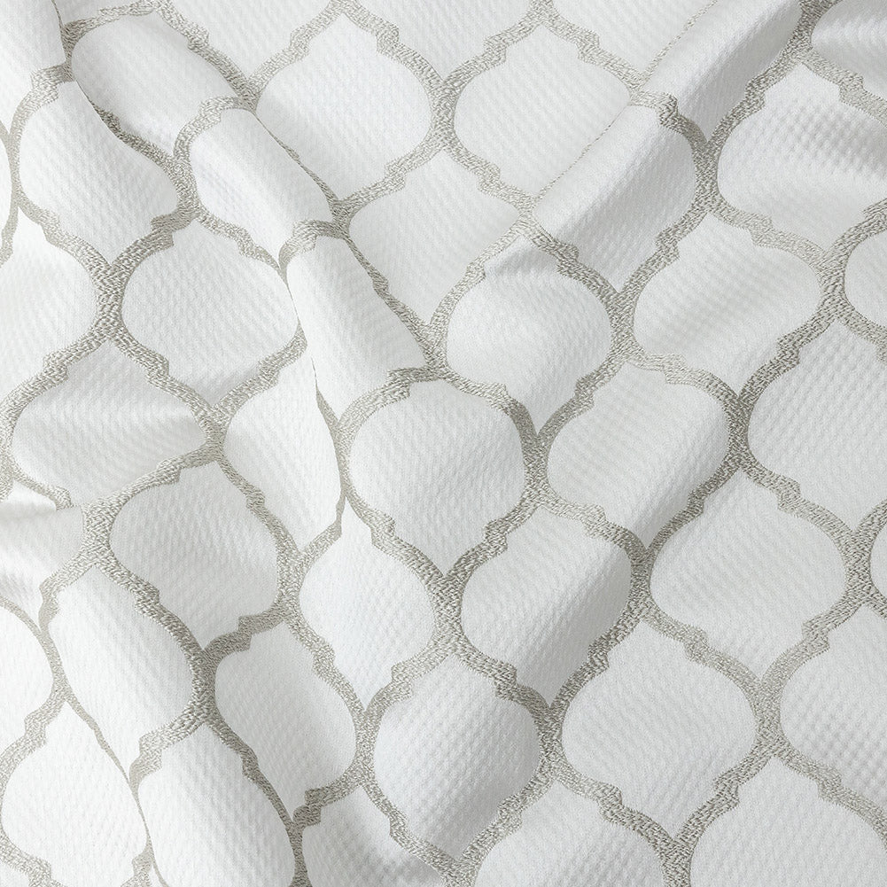 Satin-Faced Jacquard - Platinum Moroccan Quatrefoil - British Imported - Joann Fabrics