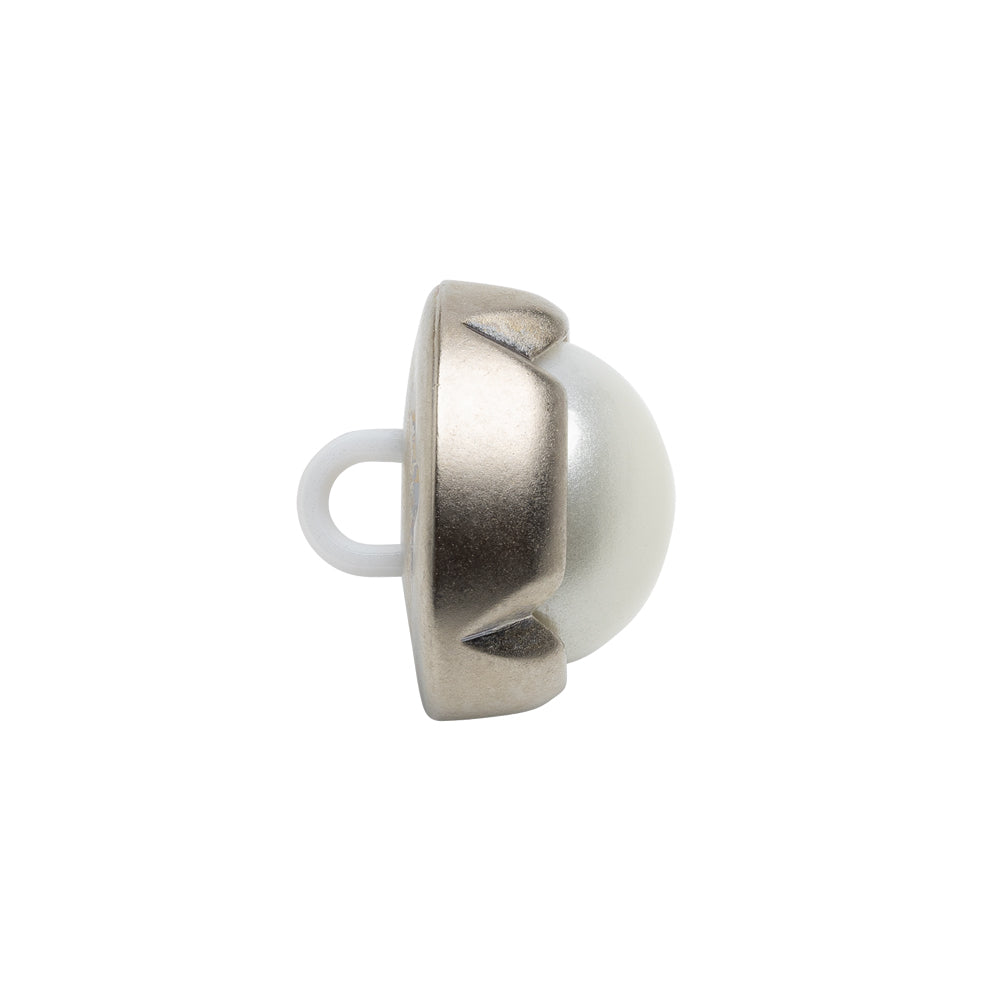 Plastic 2-Piece Shank Back Button - 30L/19mm - Silver and White Pearl Dome - Joann Fabrics