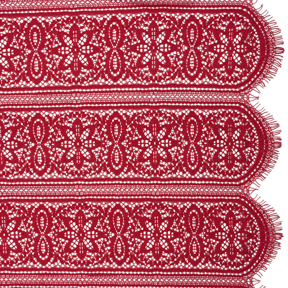 Re-Embroidered Lace with Finished Edges - Red Bug Floral Medallion Stripes - Joann Fabrics