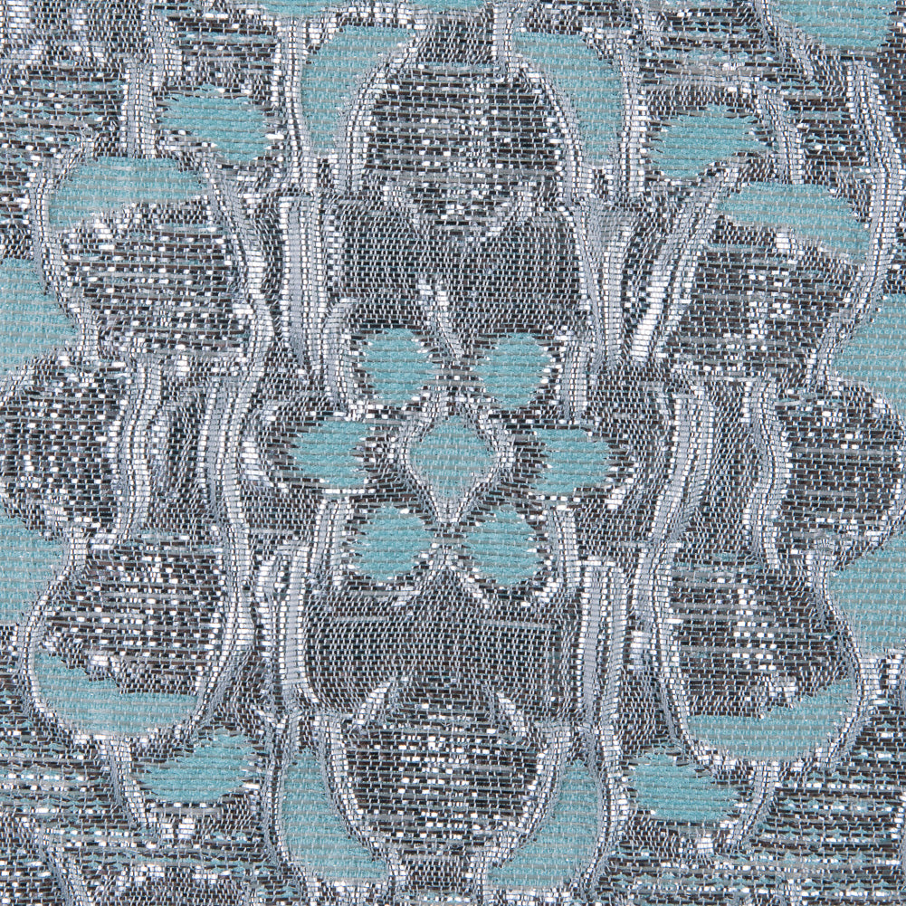 Turquoise/Silver Metallic Floral Brocade - Joann Fabrics