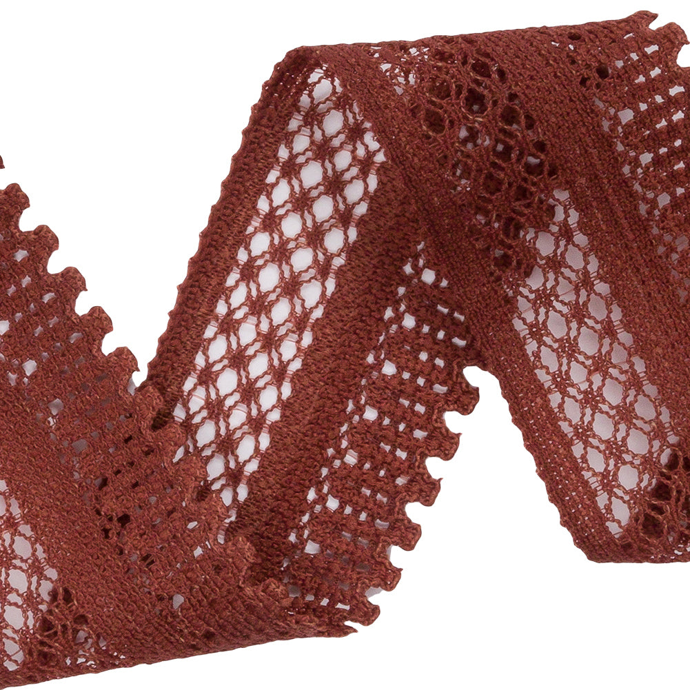 Auburn Latticework and Scallops Stretch Lace Trim - 1