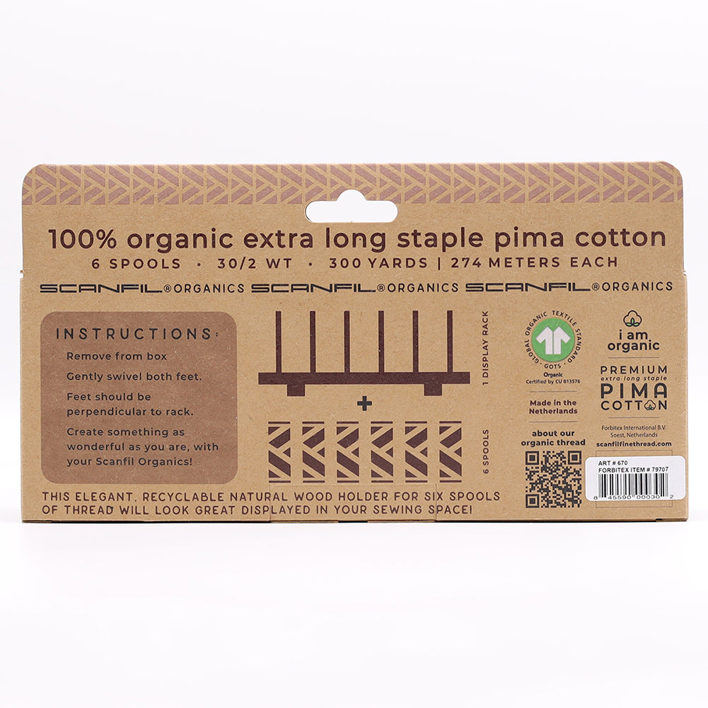 SCANFIL® 30wt Organic Pima Cotton Thread Set - 6ct 300yd Spools & Wood Rack - Patriotic - Joann Fabrics