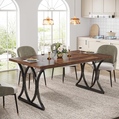Tribesigns Farmhouse Dining Table for 6 People, 63 L x31W x 30 H Inches ...