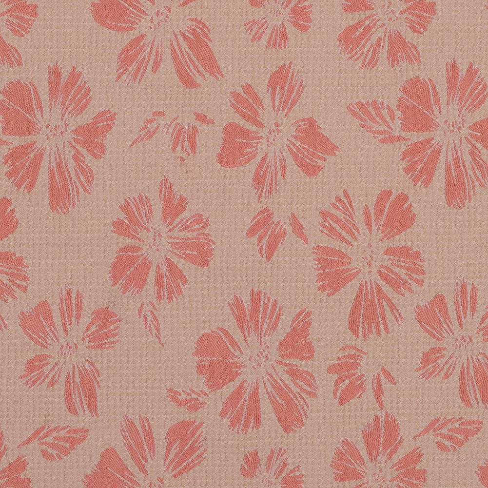 Beige and Light Orange Stretch Floral Houndstooth Brocade - Joann Fabrics