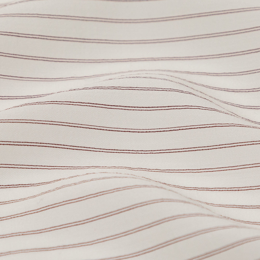 Double Pinstriped Silk Lining by The Row - Ivory and Burgundy - Joann Fabrics