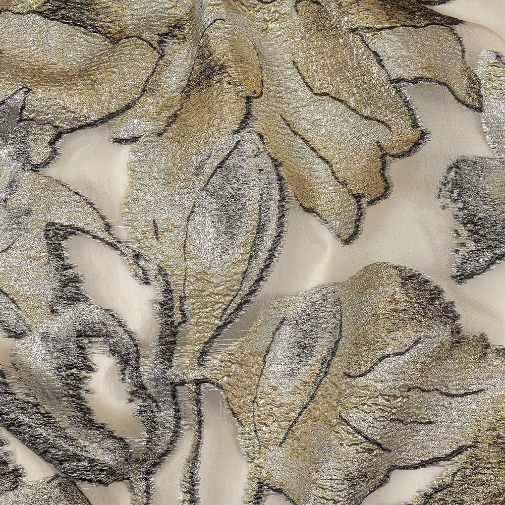 Metallic Silver and Gold Oversized Flowers Luxury Burnout Brocade - Joann Fabrics