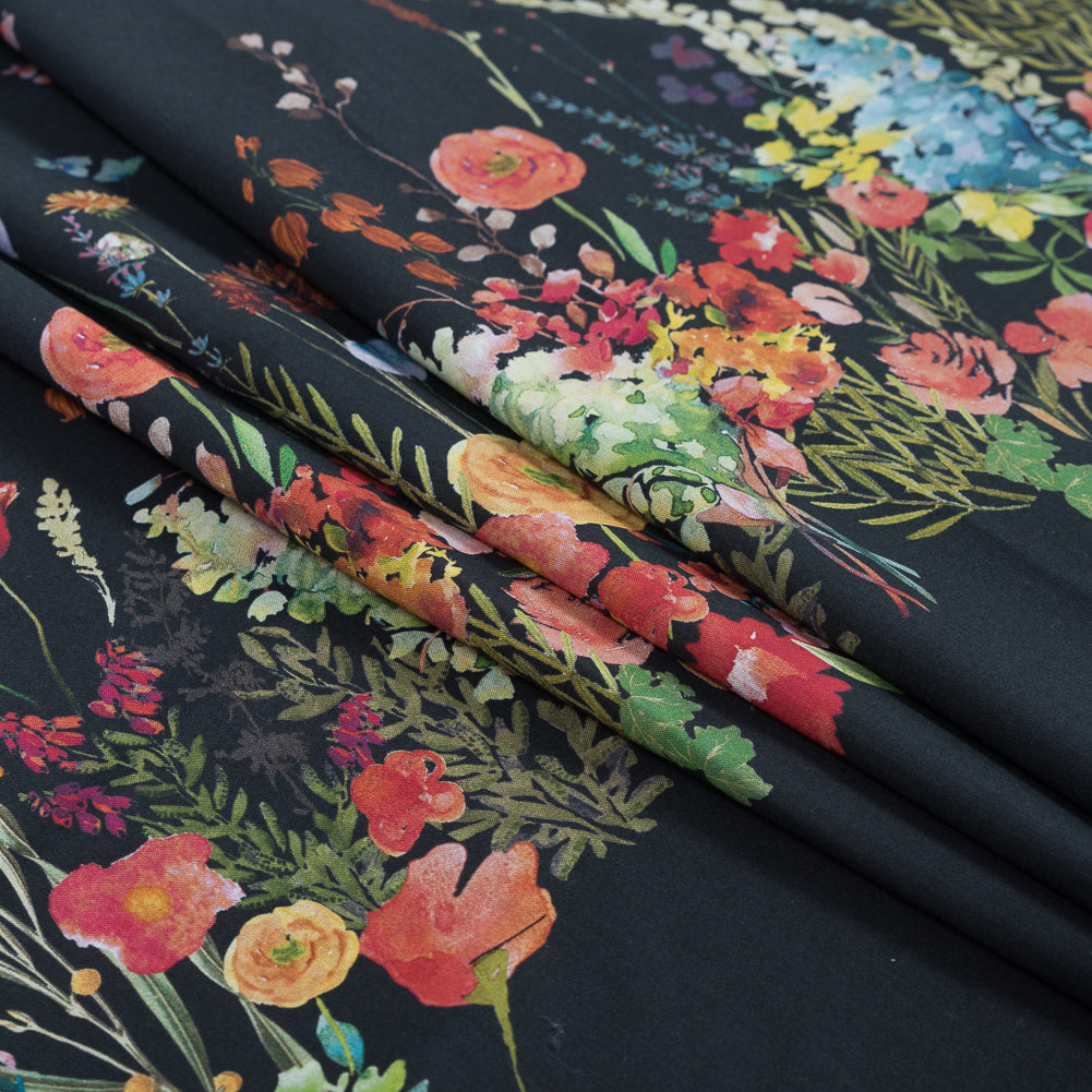 Cotton Voile Panel - Midnight Blue Floral Band - Promenade au Pavot Print - Mood Exclusive Jacques Collection - Joann Fabrics