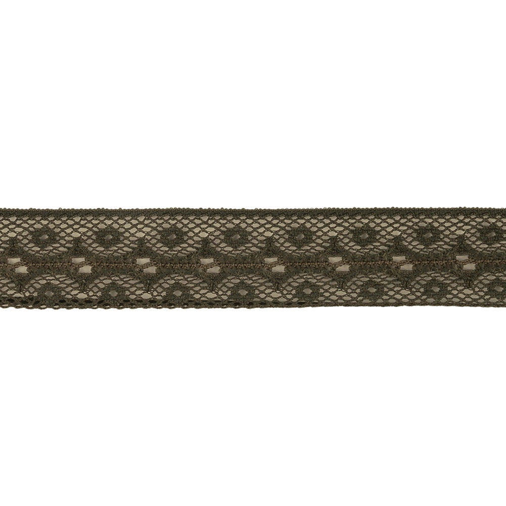Dark Olive Scallops and Circles Lace Trim - 0.75