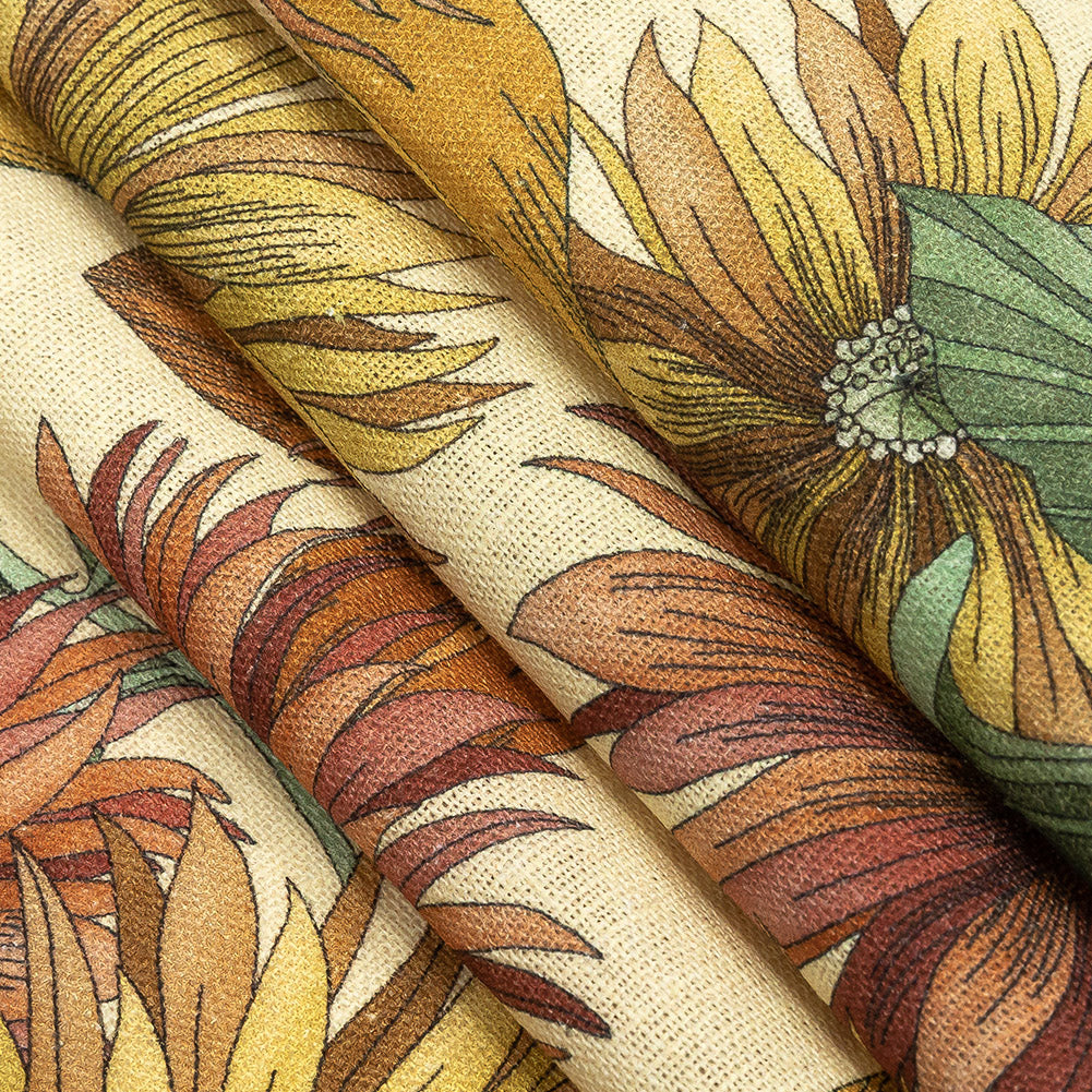 Linen and Rayon Woven - Yellow and Orange Floral - i Fiori Print - Mood Exclusive Viso Collection - Joann Fabrics
