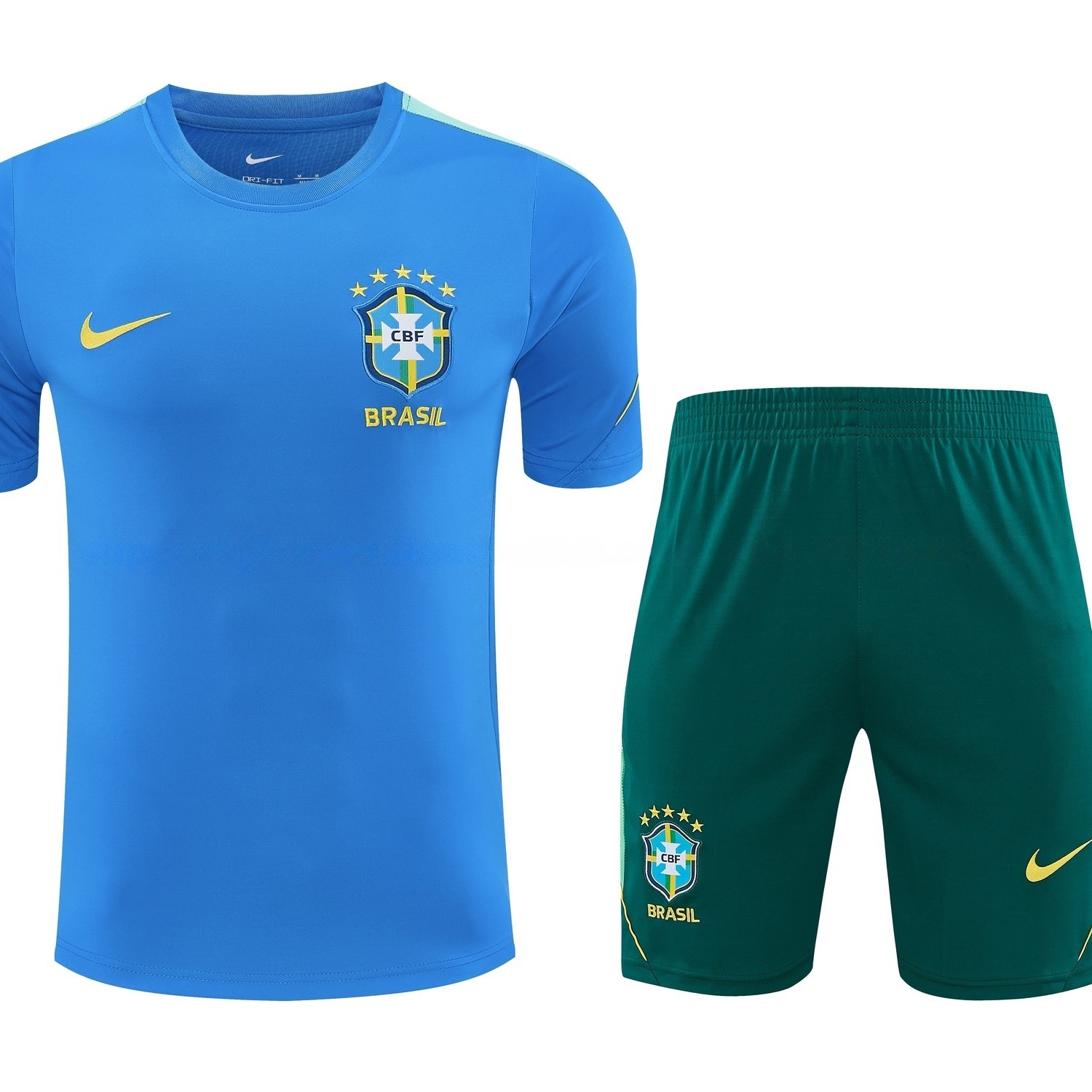 Brazil 2026 Short-Sleeve Training Set - Blue Top & Dark Green Shorts - UnitedFutballJersey
