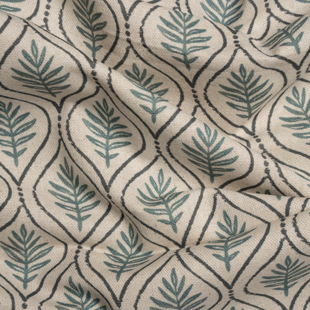 Cotton and Linen Canvas Print - Indigo Leaf Motif - British Imported - Joann Fabrics