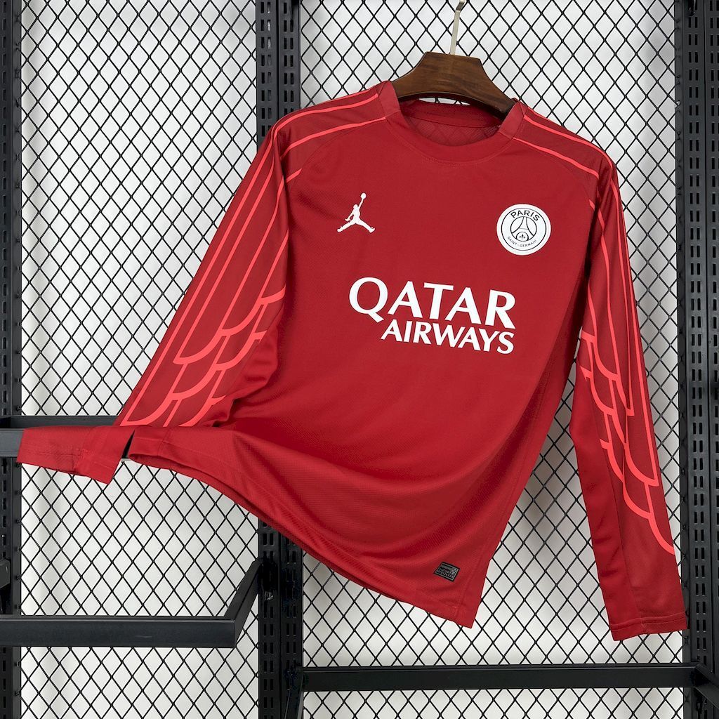 2025/2026 Long Sleeves Paris Saint-Germain red goalkeeper Football Jersey 1:1 Thai quality
