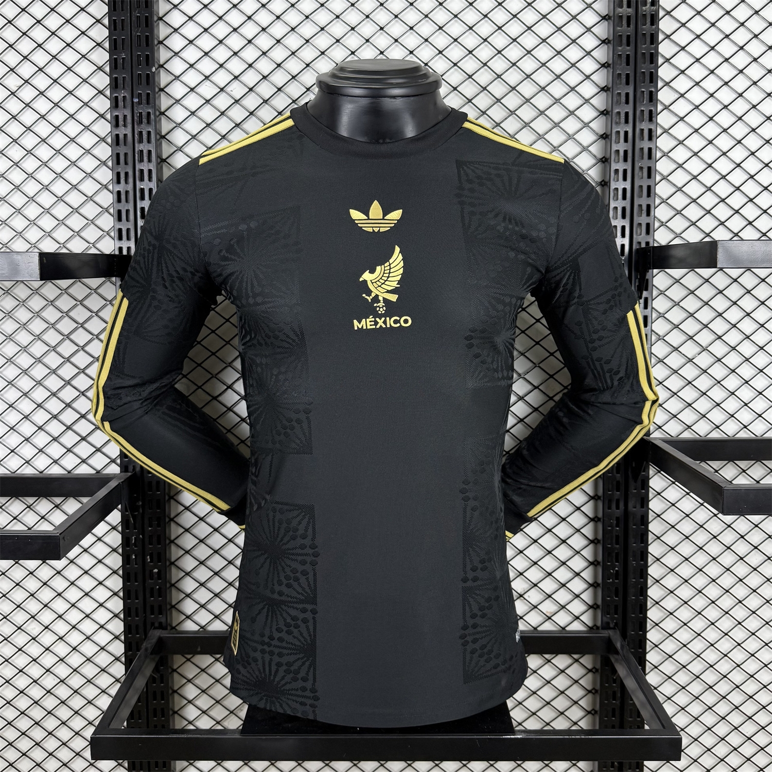 Mexico 2025 Gold Cup Black Long Sleeves Jersey - Player Version - UnitedFutballJersey