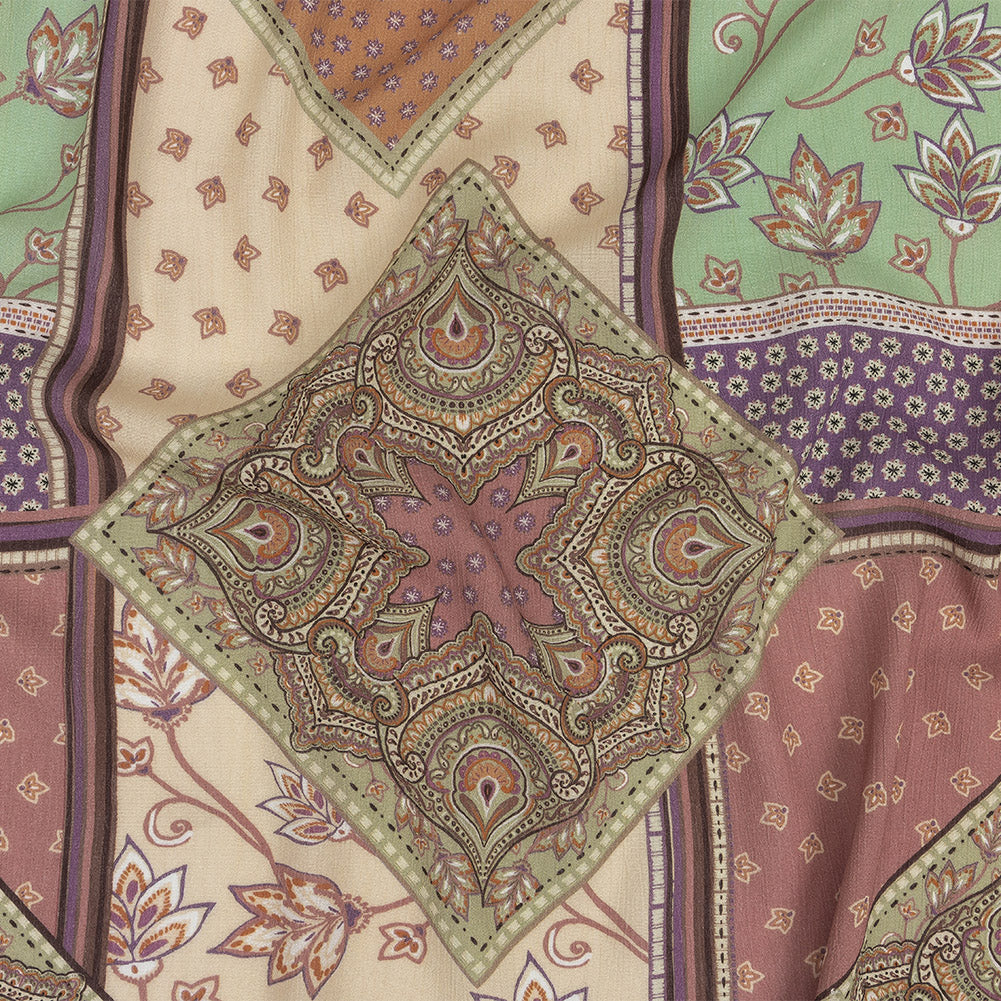 Gauzy Wrinkled Rayon Woven Print - Soft Green Paisley Patchwork - Mood Exclusive Divine Diamonds - Joann Fabrics