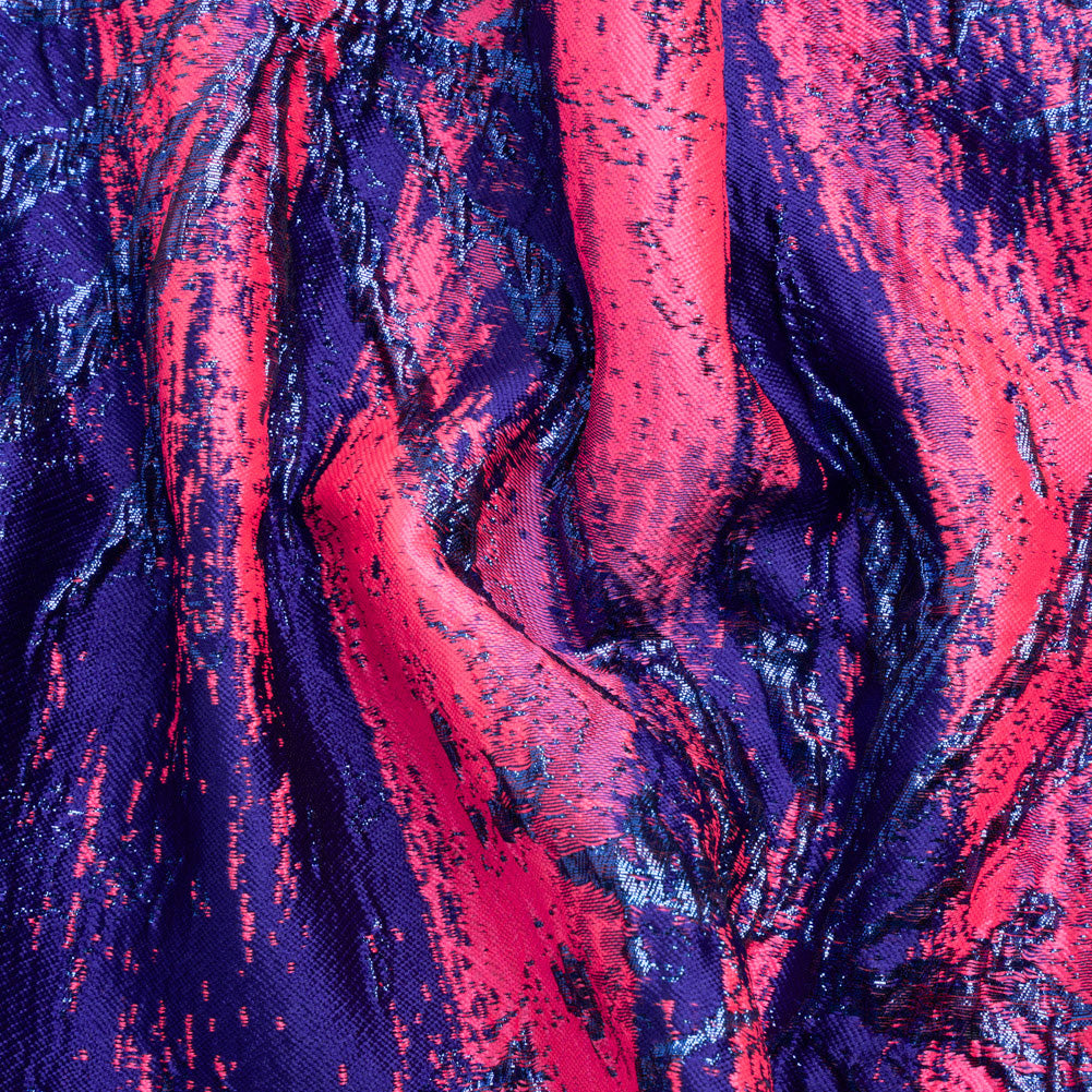 Metallic Blue, Royal and Hot Pink Exploding Flowers and Brushstrokes Luxury Brocade - Joann Fabrics