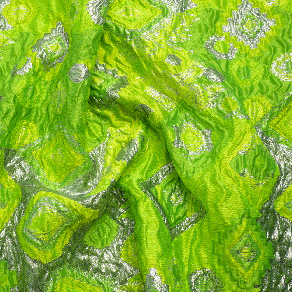 Metallic Silver and Lime Green Diamond Skies Luxury Brocade - Joann Fabrics
