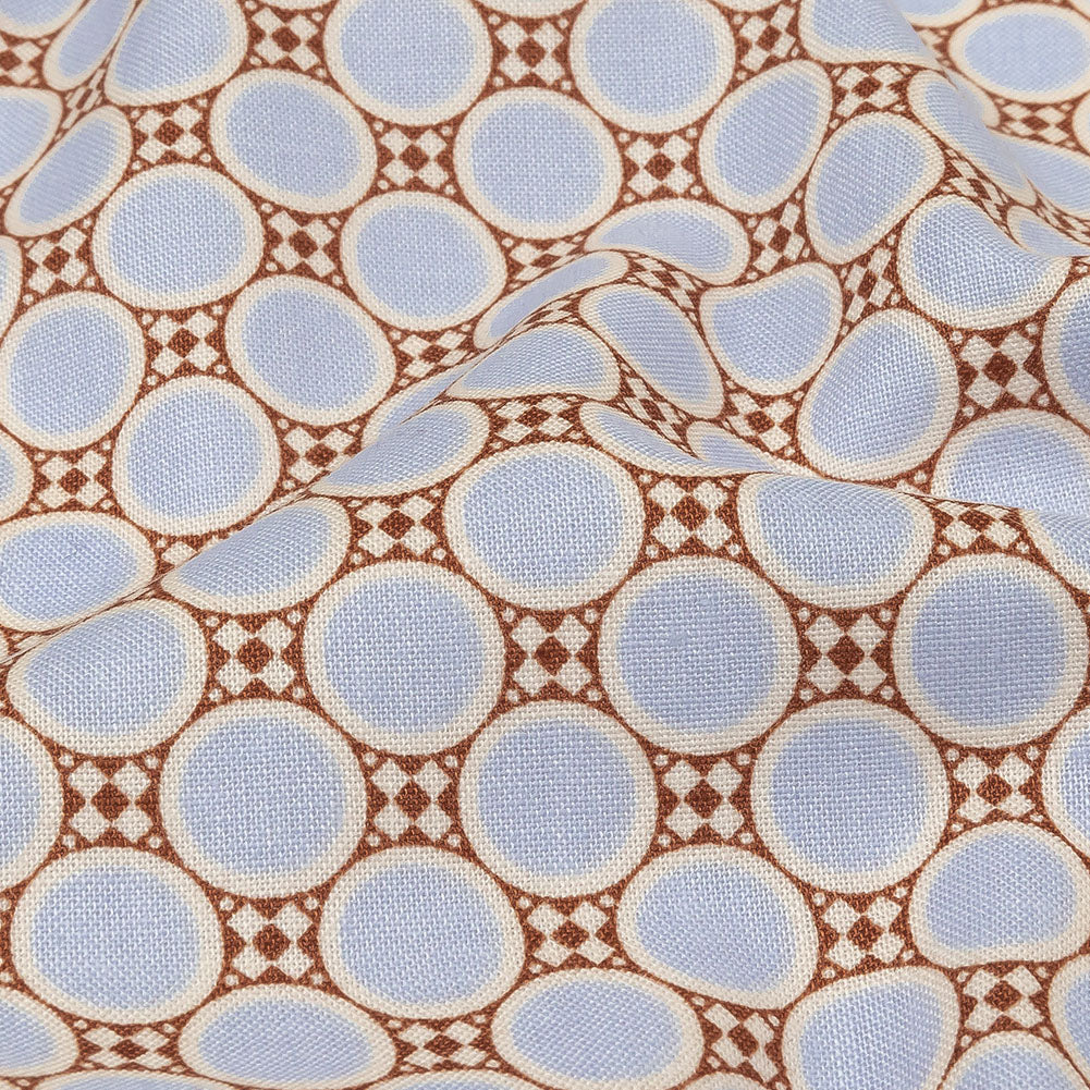 Baby Blue, Brown and Rainy Day Deco Dots Cotton Calico - Joann Fabrics