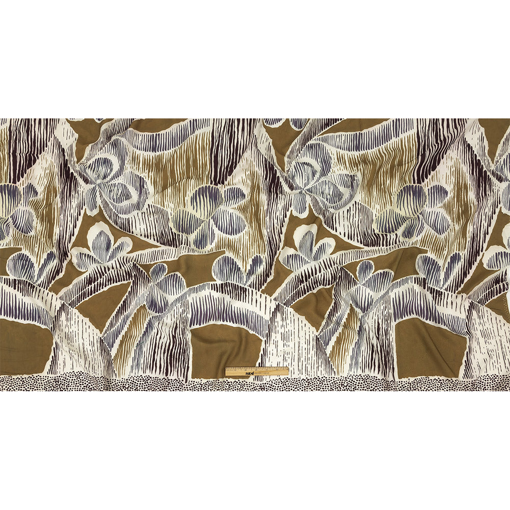Viscose Twill Panel - Navy and Olive Abstracted Floral - Mood Exclusive Texture Transverse - Joann Fabrics