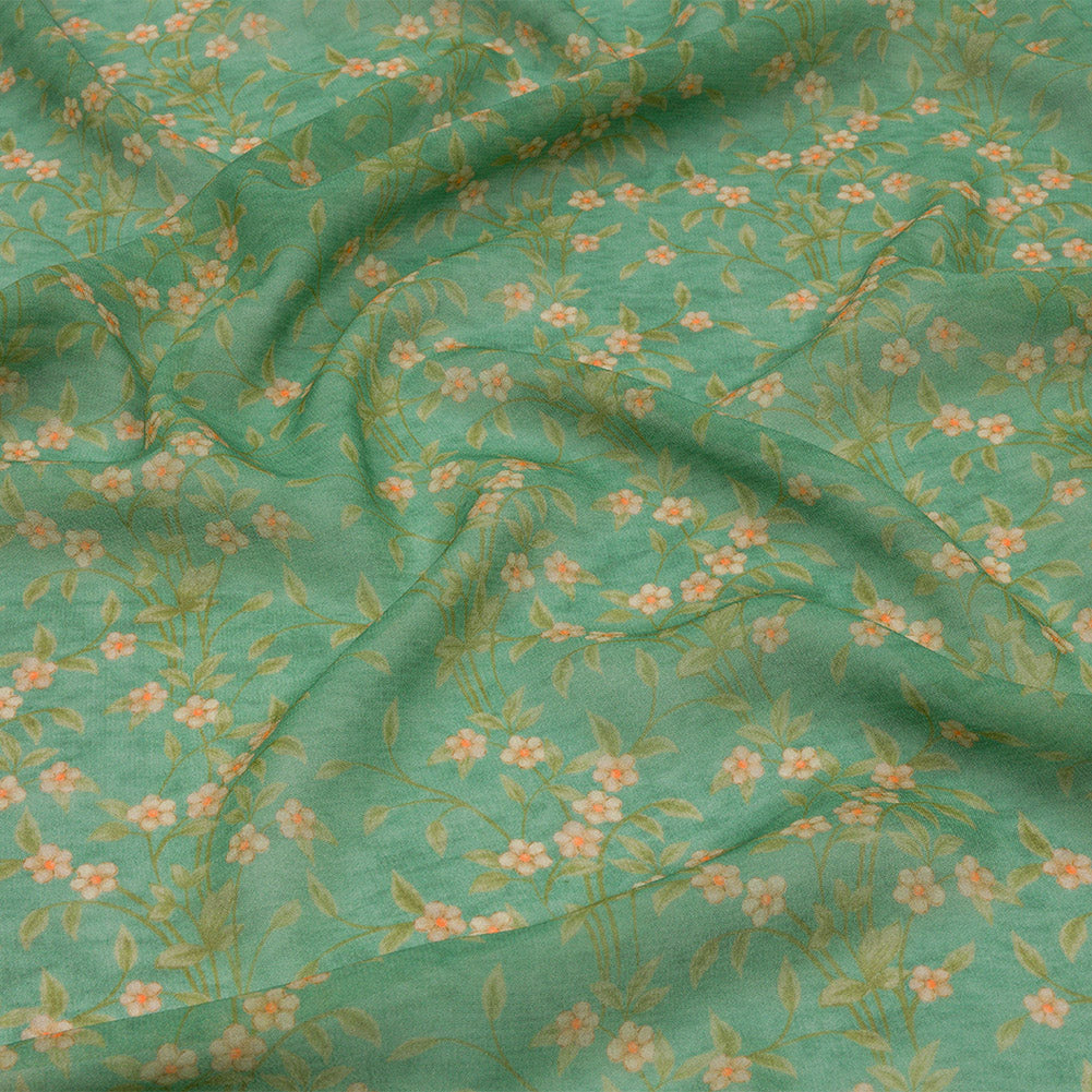 Viscose Georgette - Green and Cream Floral - Flora's Crown Print - Mood Exclusive Secret Garden Collection - Joann Fabrics