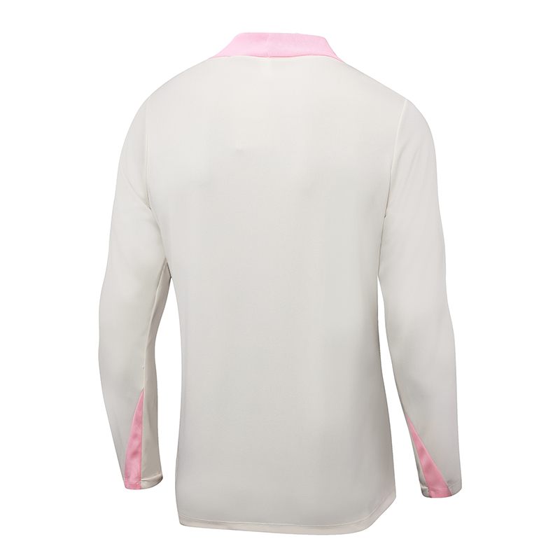 2024/2025 Psg Paris Saint-Germain Half-Pull Training Suit Beige with pink Set