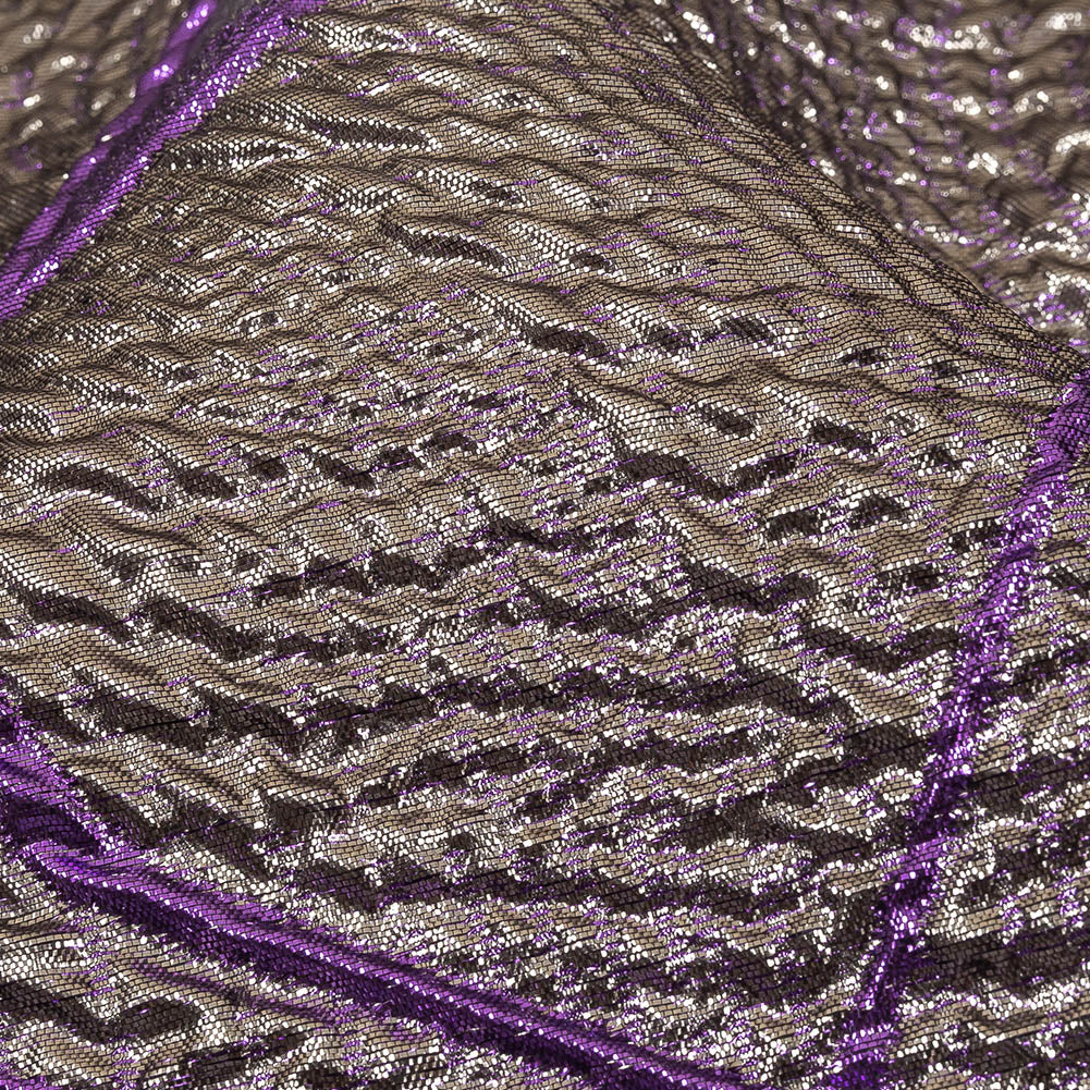 Metallic Silver and Purple Abstract Luxury Burnout Brocade - Joann Fabrics